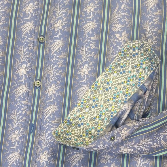 Robert Graham Exclusive Contrast Cuff Long Sleeve Shirt Men's 2XL - Picture 6 of 8